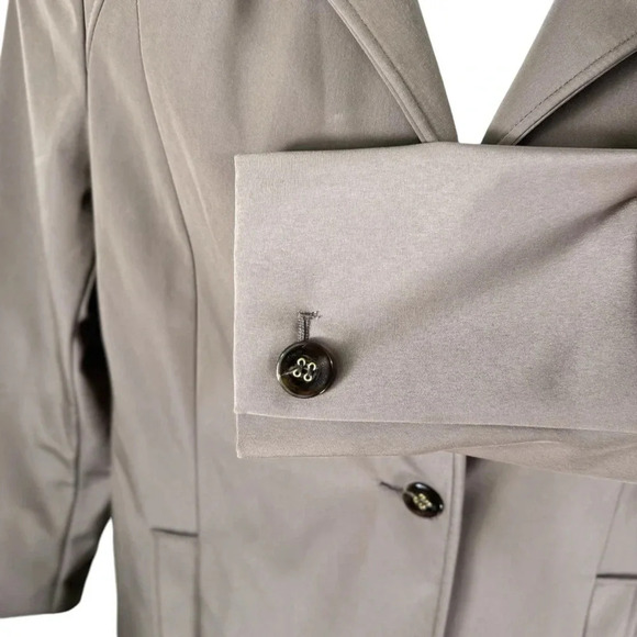 Calvin Klein woman’s tailored over coat Taupe scuba fabric Size Medium - Picture 3 of 7